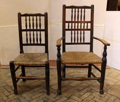 Juego de 8 sillas de comedor Lancashire de principios del siglo XIX