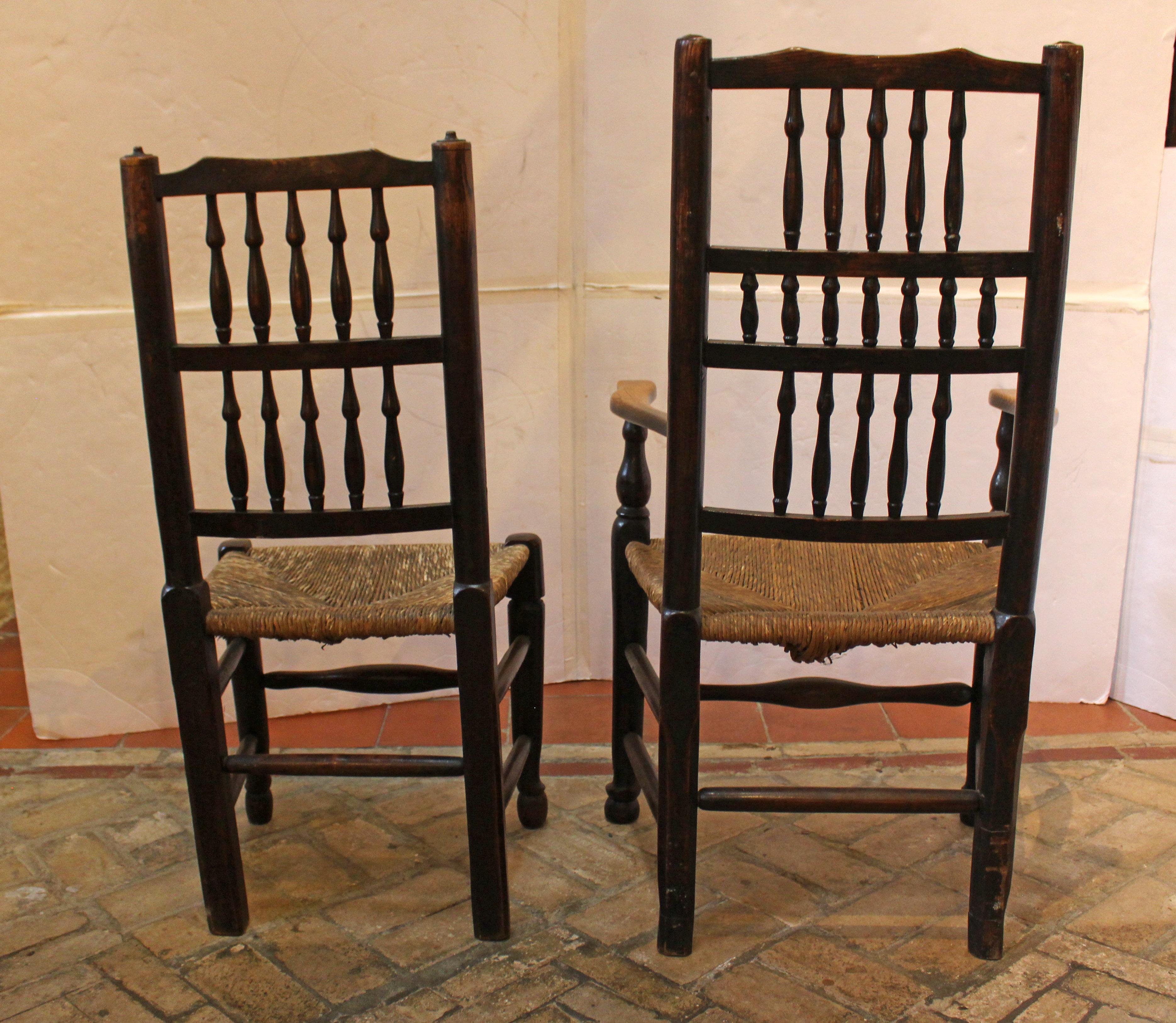 Juego de 8 sillas de comedor Lancashire de principios del siglo XIX Inglés en venta