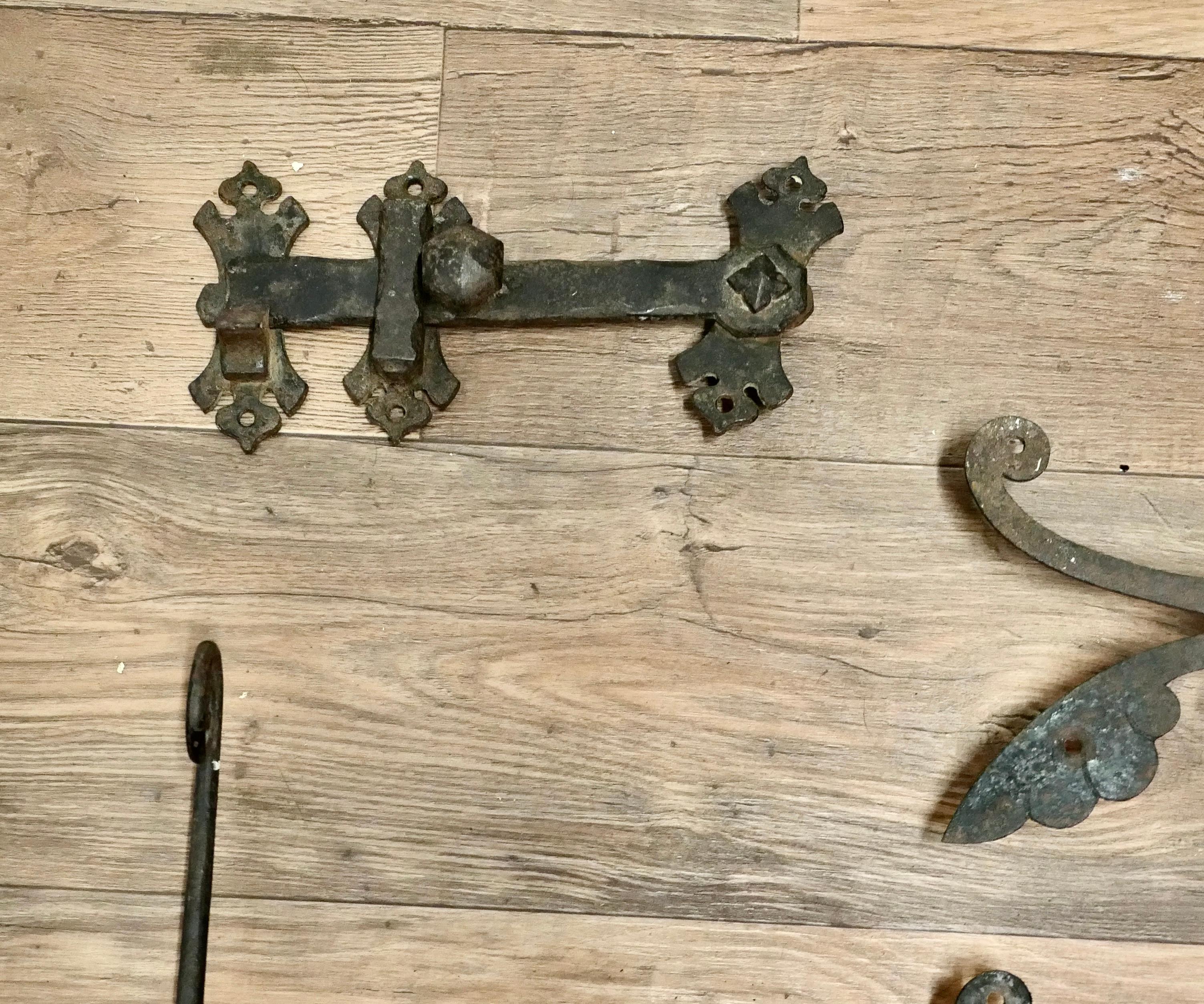 Iron Early 19th Century Set of Double Castle Door Hinges  A rare find  For Sale
