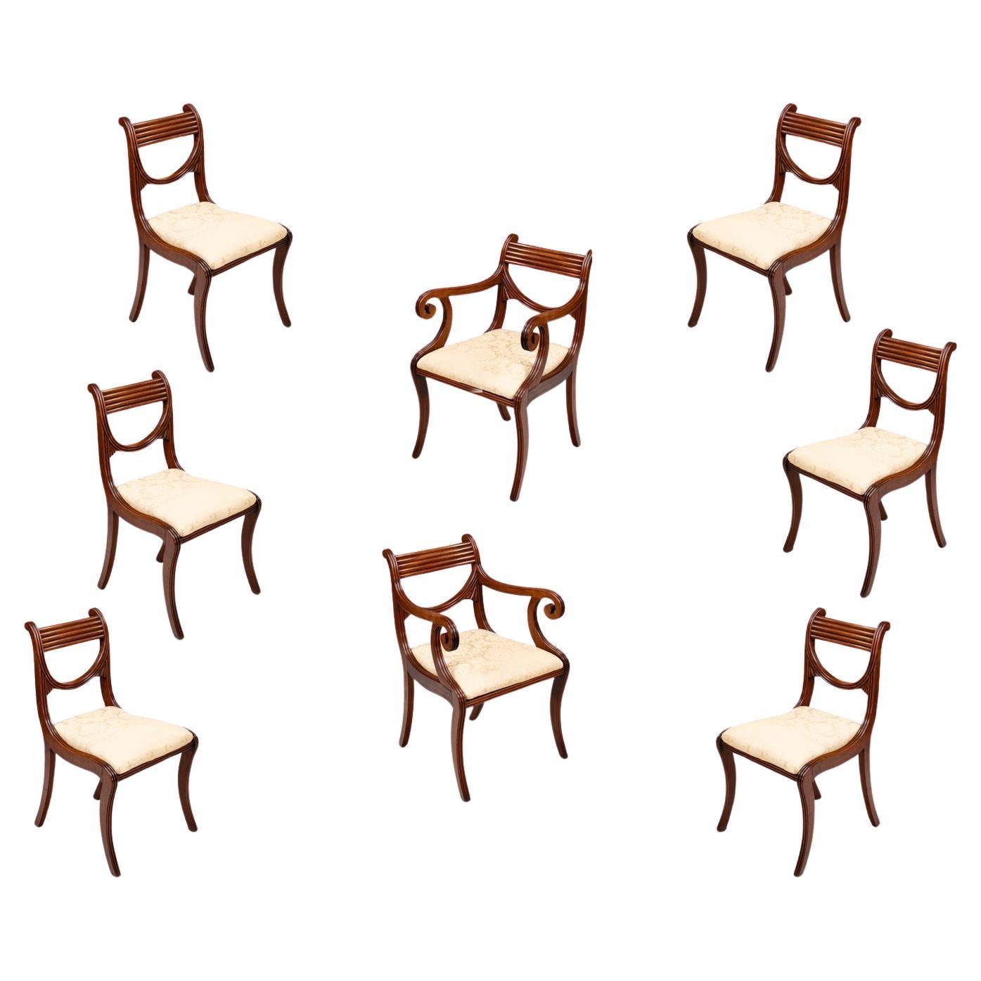 Early 19th Century Set of Eight Cork Mahogany Dining Chairs