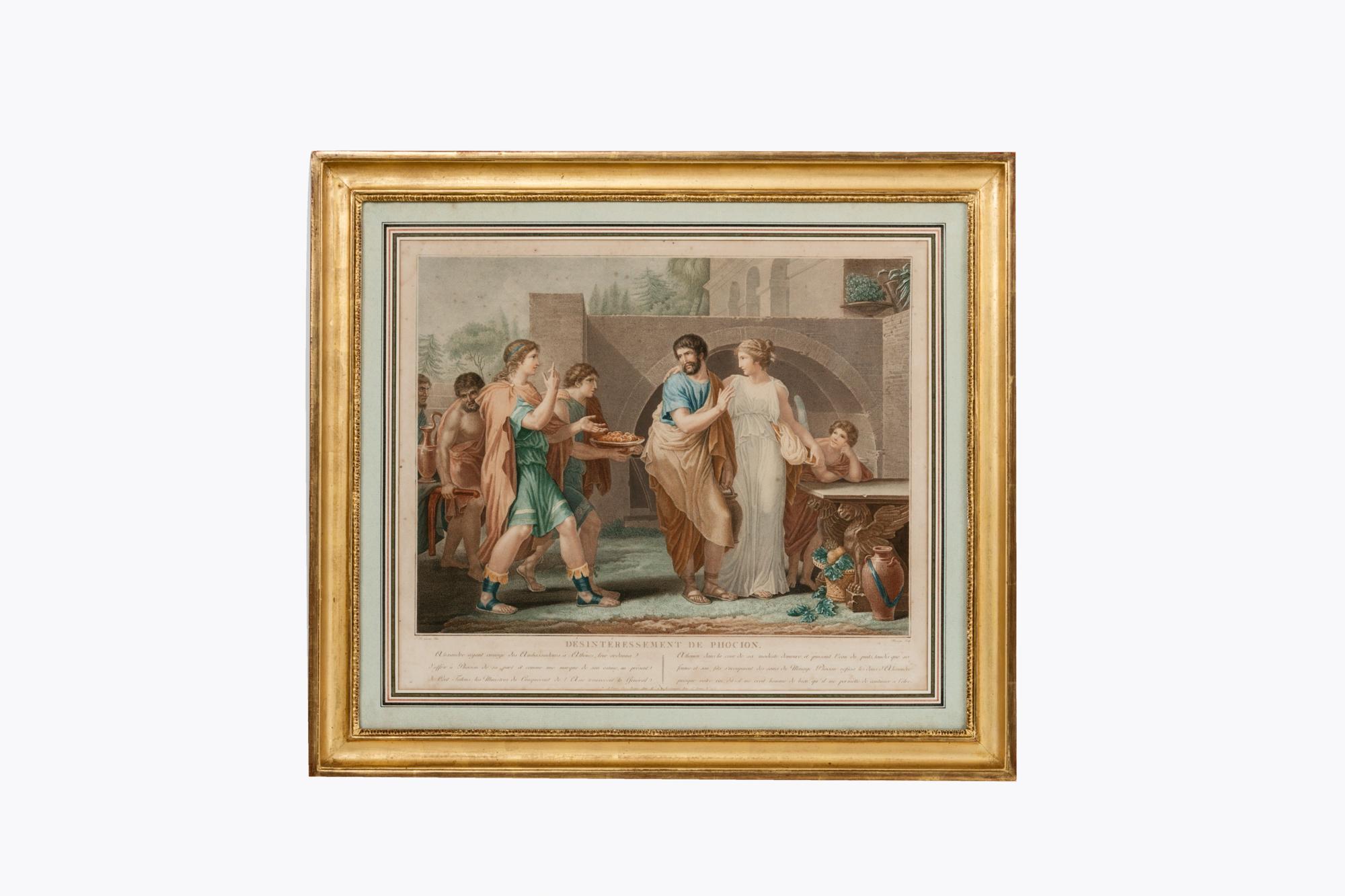 Early 19th Century Set of Four French Colourful Mezzotints For Sale 1