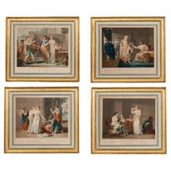 Early 19th Century Set of Four French Colourful Mezzotints