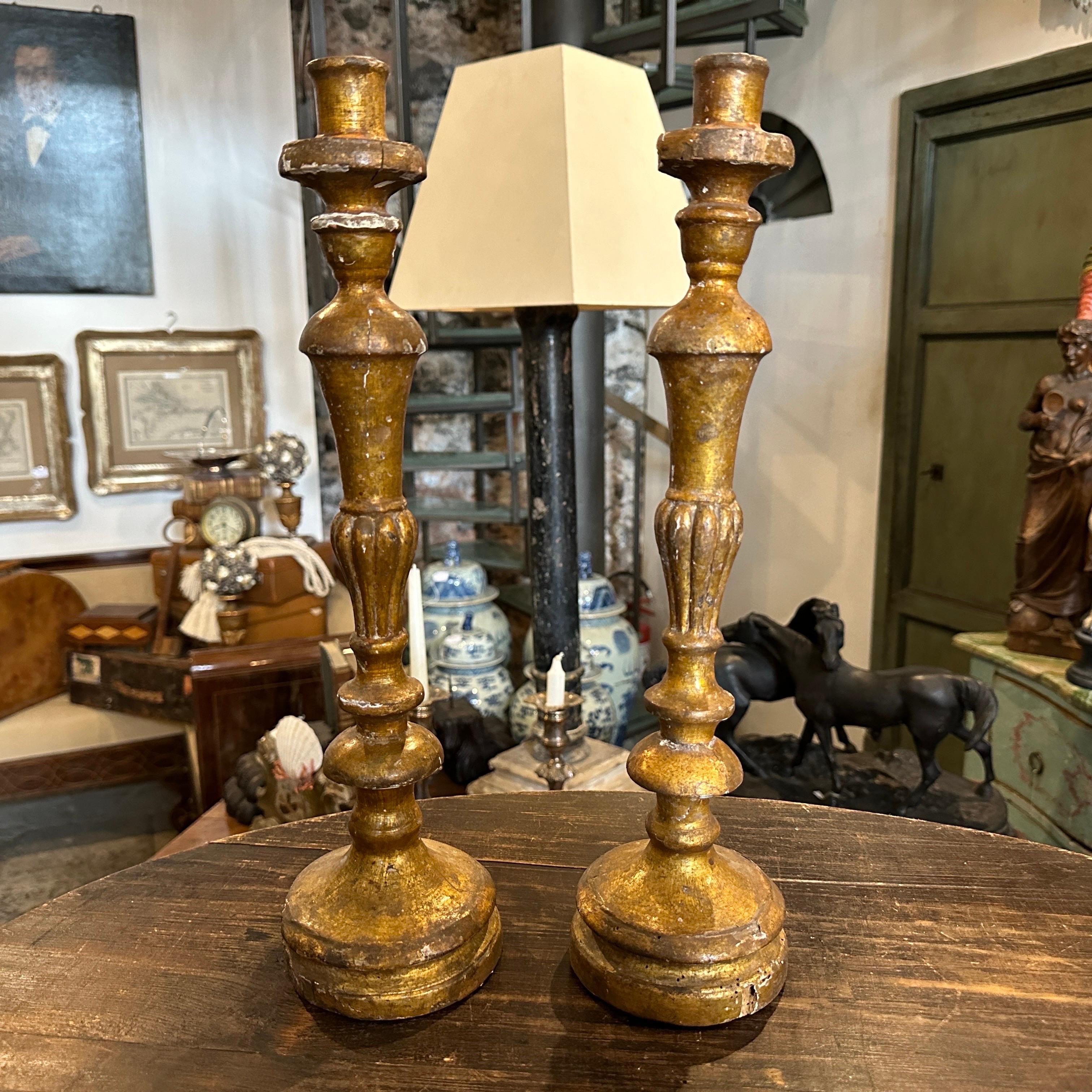 Early 19th Century Set of Two Empire Giltwood Sicilian Torcheres For Sale 9