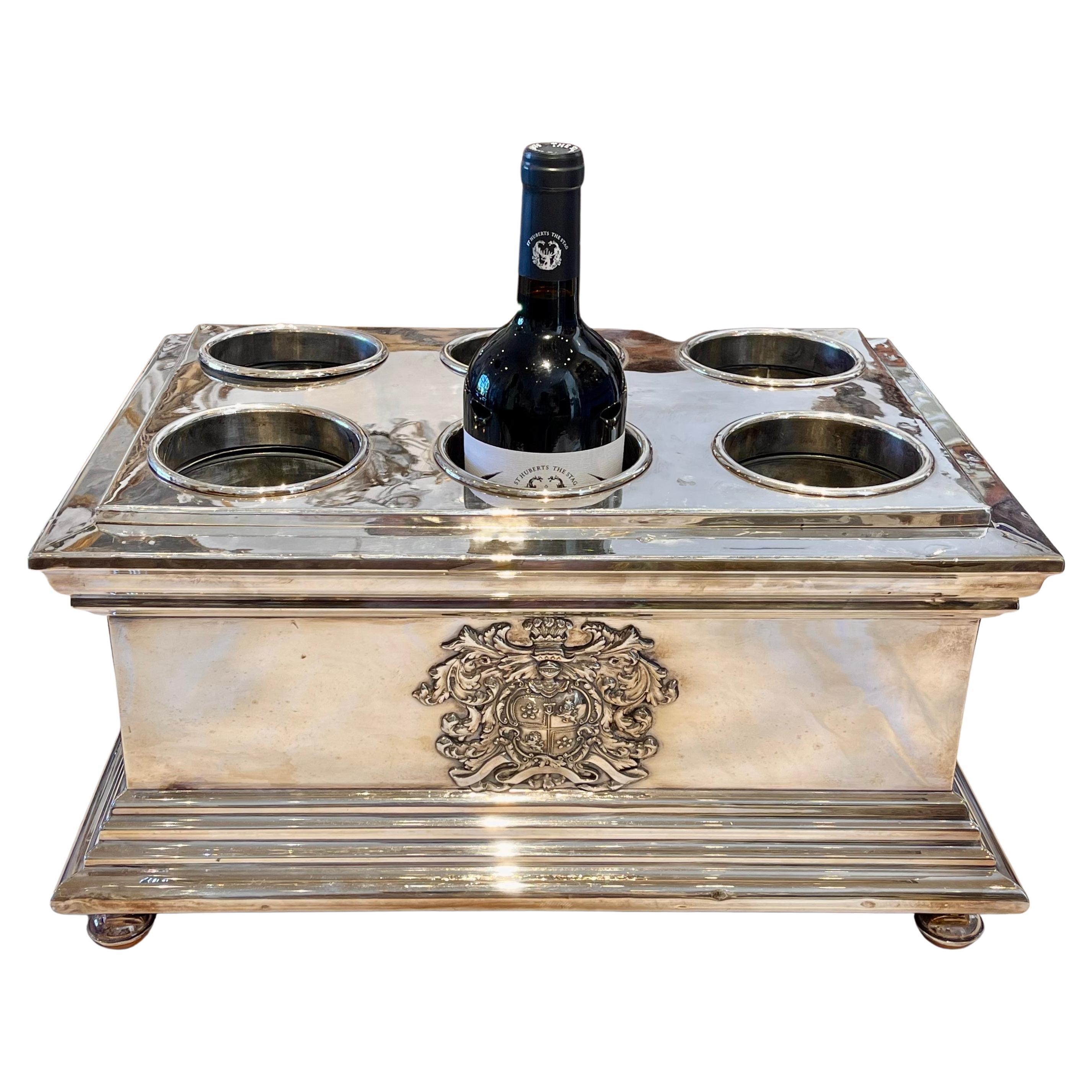 Early 19th Century Sheffield Silver Armorial Wine Cooler For Sale