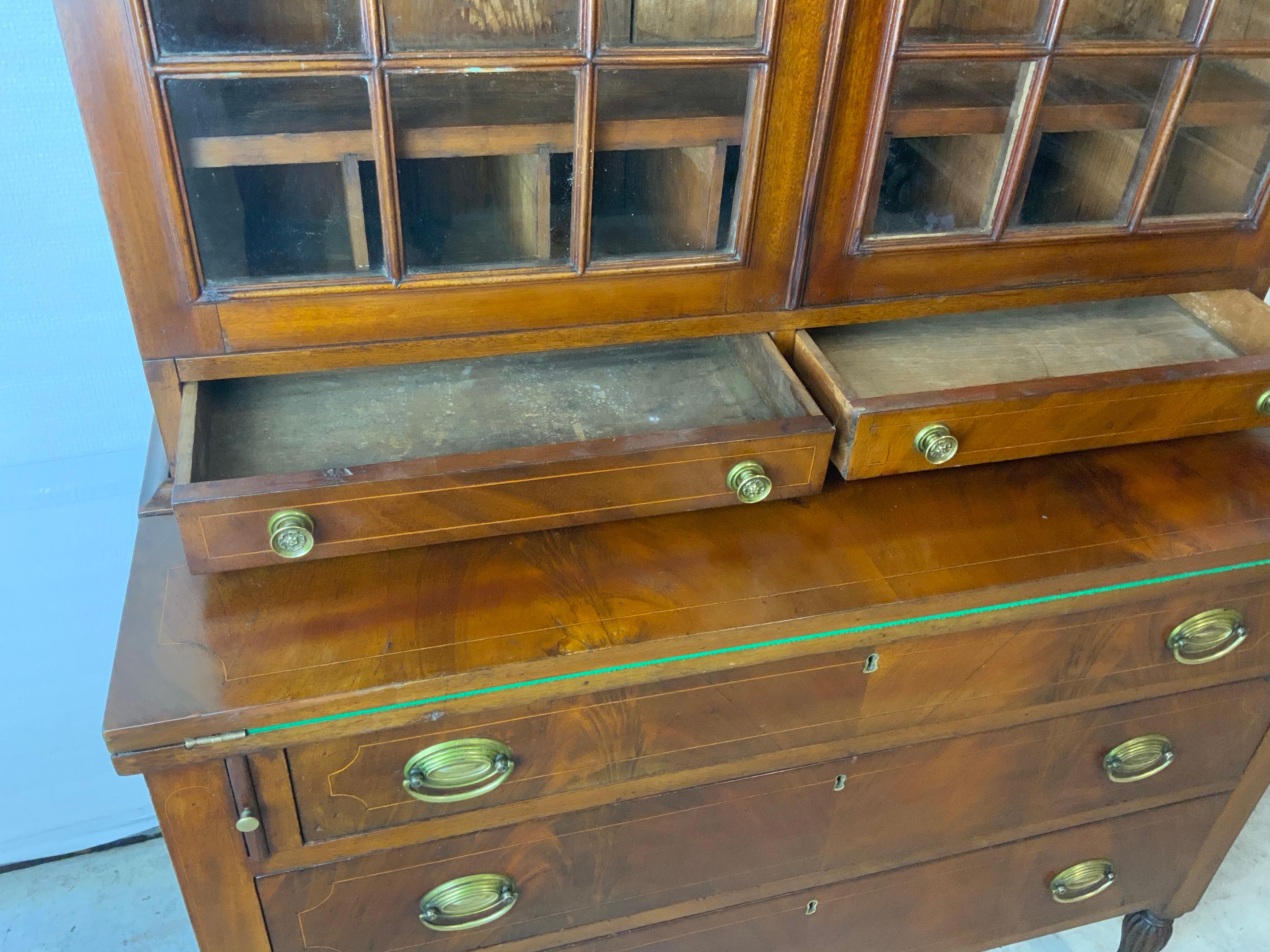 Early 19th Century Sheraton Bookcase Secretary  2