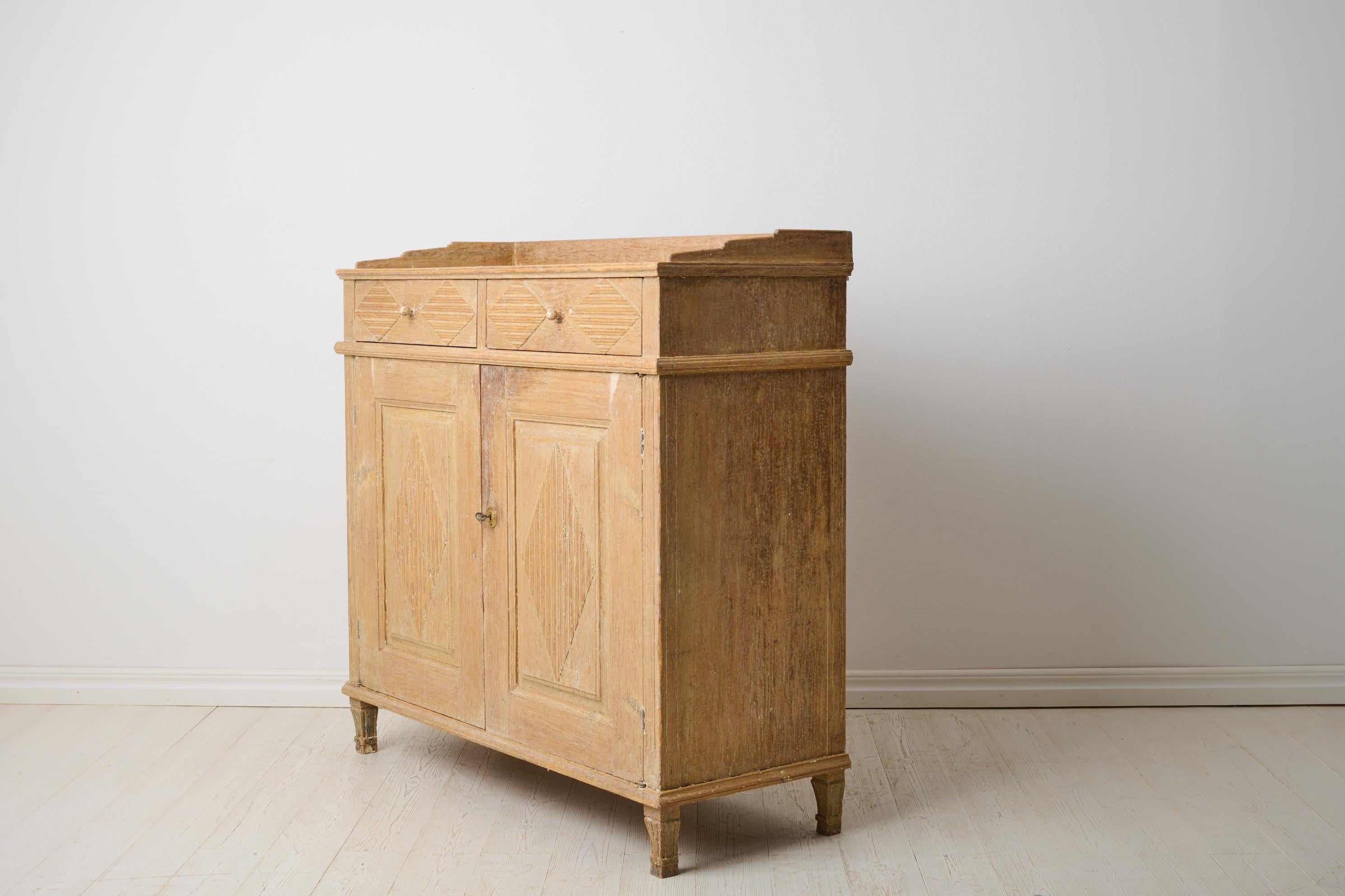 Hand-Crafted Early 19th Century Sideboard in Gustavian Style from Sweden with Rustic Patina For Sale