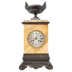 Early 19th Century Sienna Marble and Patinated-Bronze Portico Clock