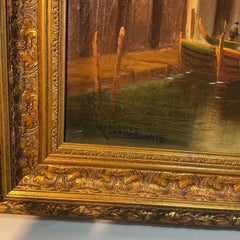 Early 19th Century Signed Oil Painting of Canal in Venice
