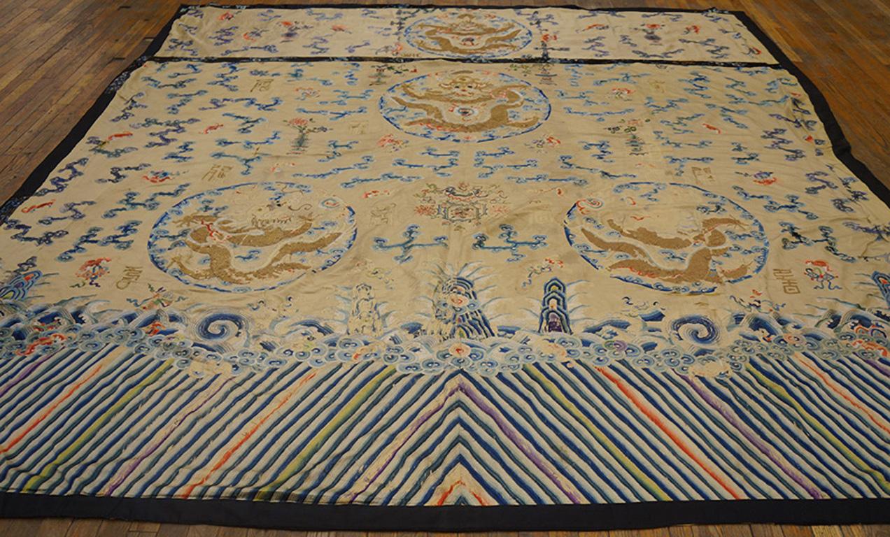 Early 19th Century Silk Chinese Dragon & Clouds Embroidery  
9'10