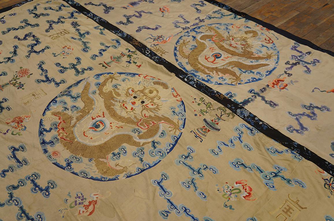 Early 19th Century Silk Chinese Dragon & Clouds Embroidery For Sale 1