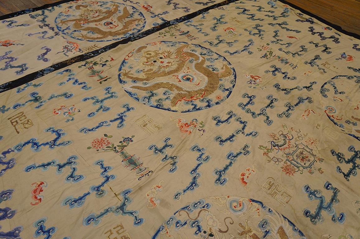 Early 19th Century Silk Chinese Dragon & Clouds Embroidery For Sale 2
