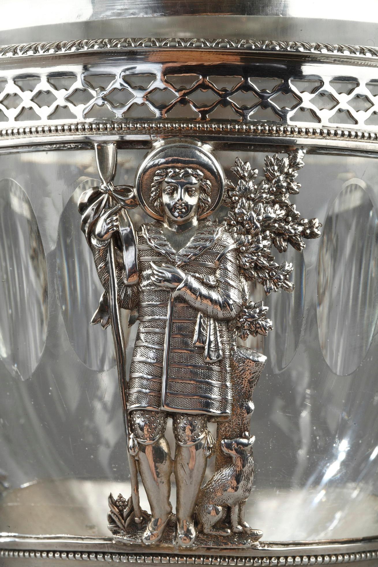 Restauration Early 19th Century Silver and Crystal Candy Dish For Sale