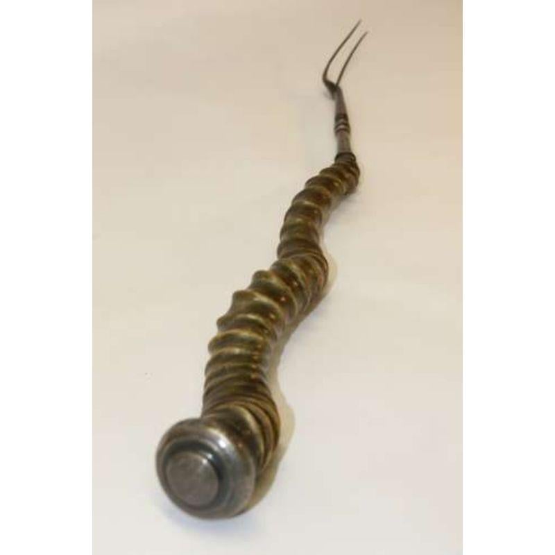 Early 19th Century Silver and Horn Mounted Roasting Fork, circa 1830 In Good Condition For Sale In Central England, GB