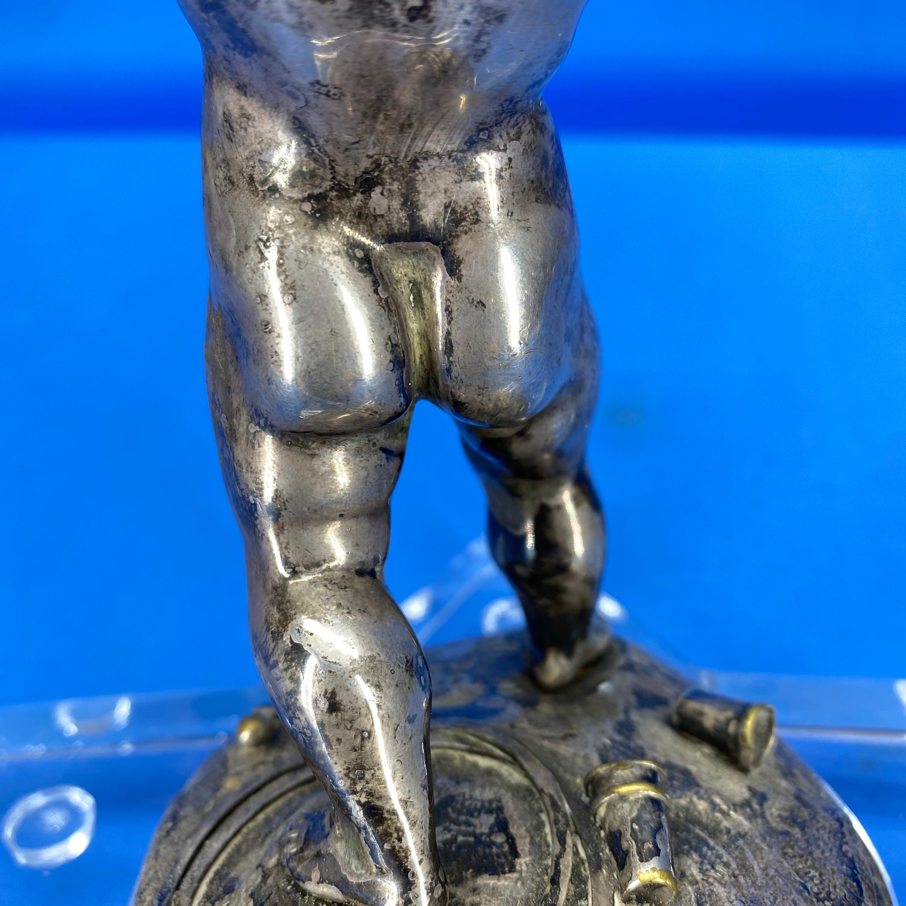 Early 19th Century Silver-Plated Putti On A Star-Shaped Lucite Base For Sale 8