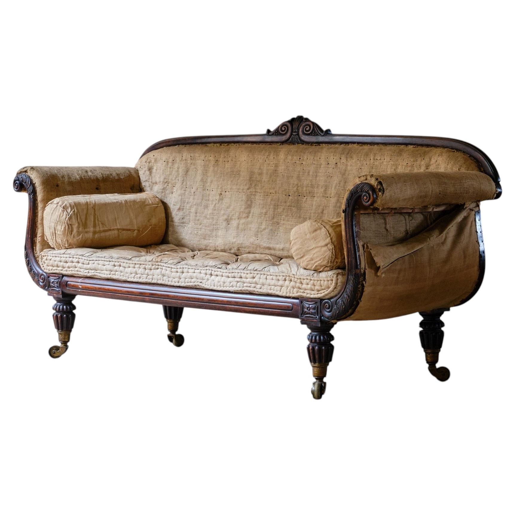Landhaus-Sofa im Stil des frühen 19. Jahrhunderts aus Palisander-Imitat im Angebot