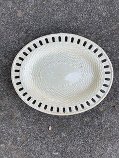 Early 19th Century Single Reticulated Creamware Oval Plate, Unmarked