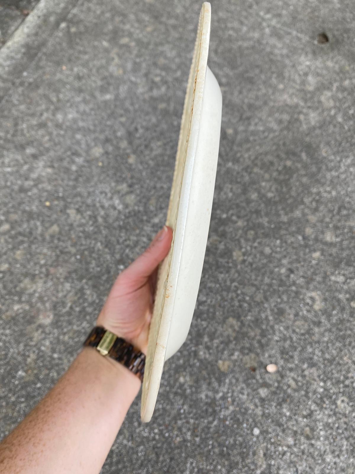 Early 19th Century Single Reticulated Creamware Oval Plate, Unmarked 4