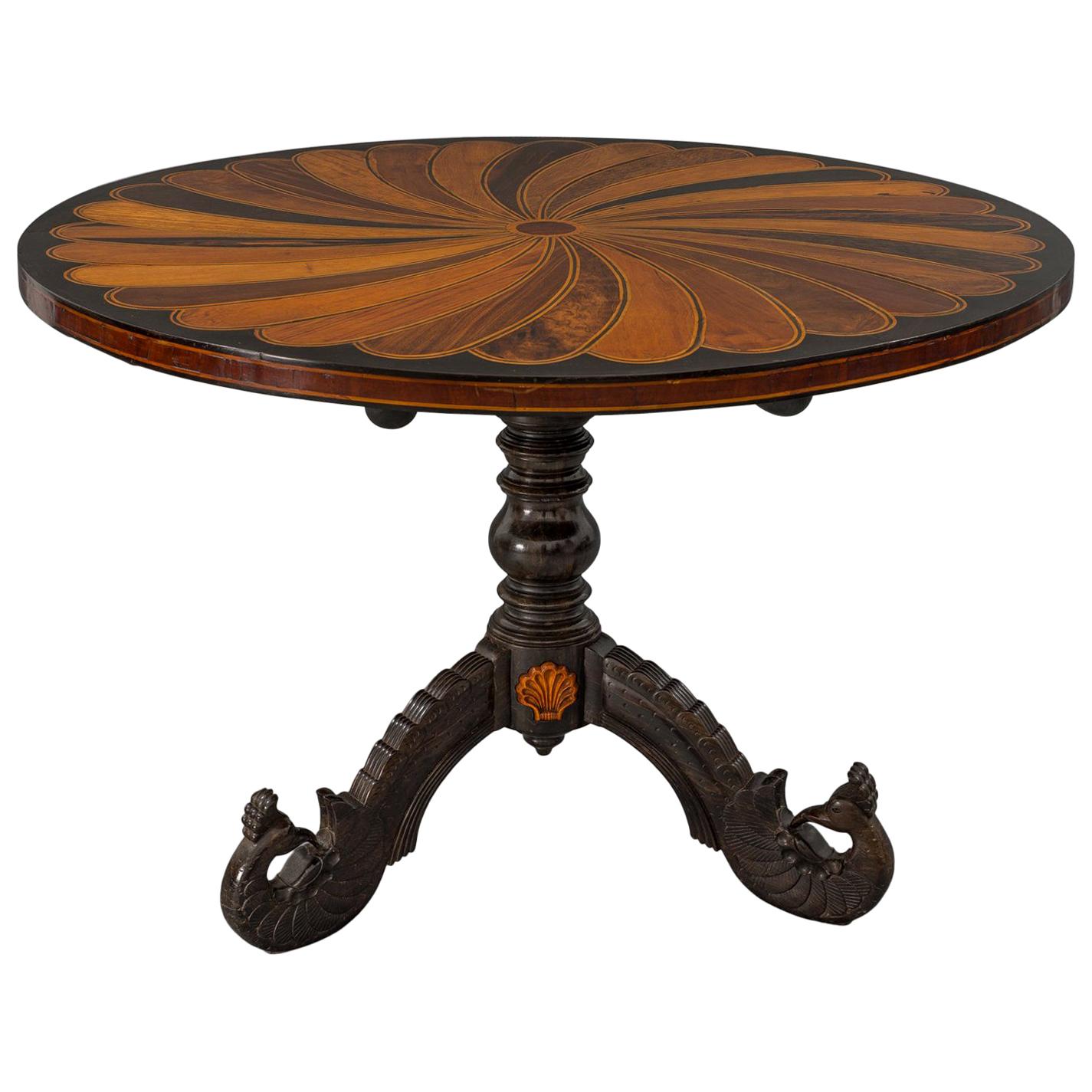 Early 19th Century Sinhalese Specimen Wood Center Table For Sale