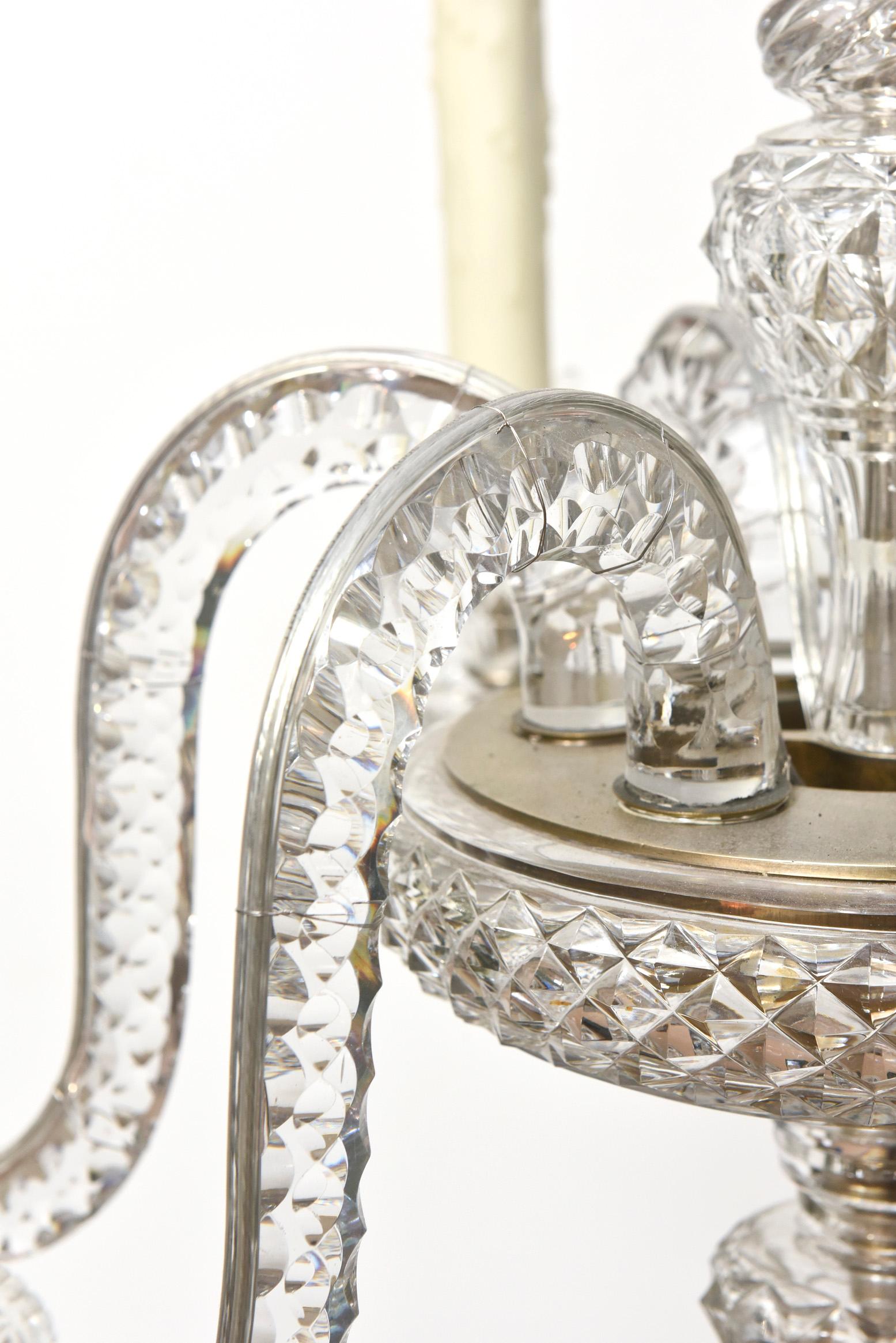 Irlandese Lampadario Waterford a sei bracci dell'inizio del XIX secolo