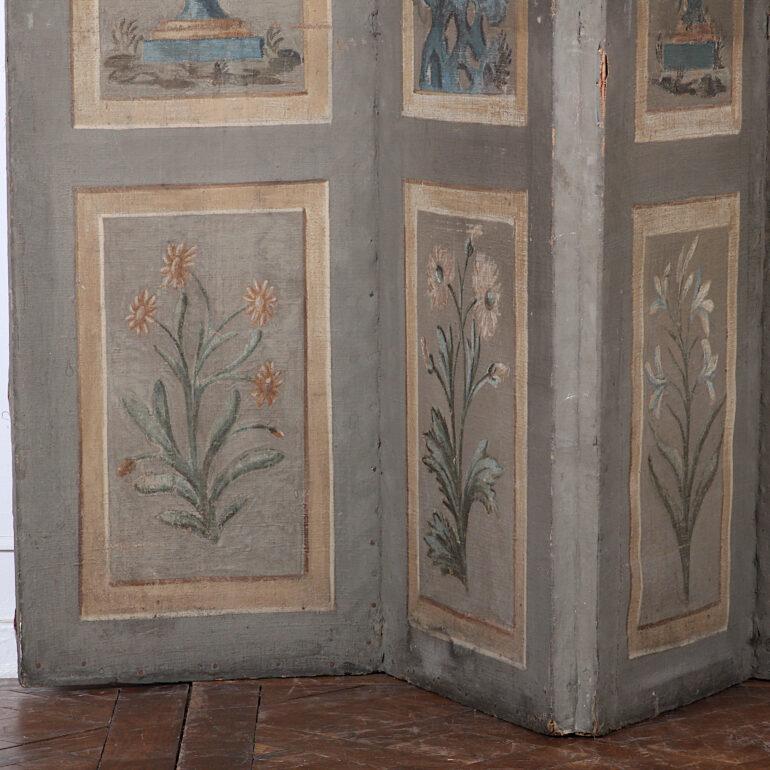 Canvas Early 19th Century Six-Panel Screen For Sale