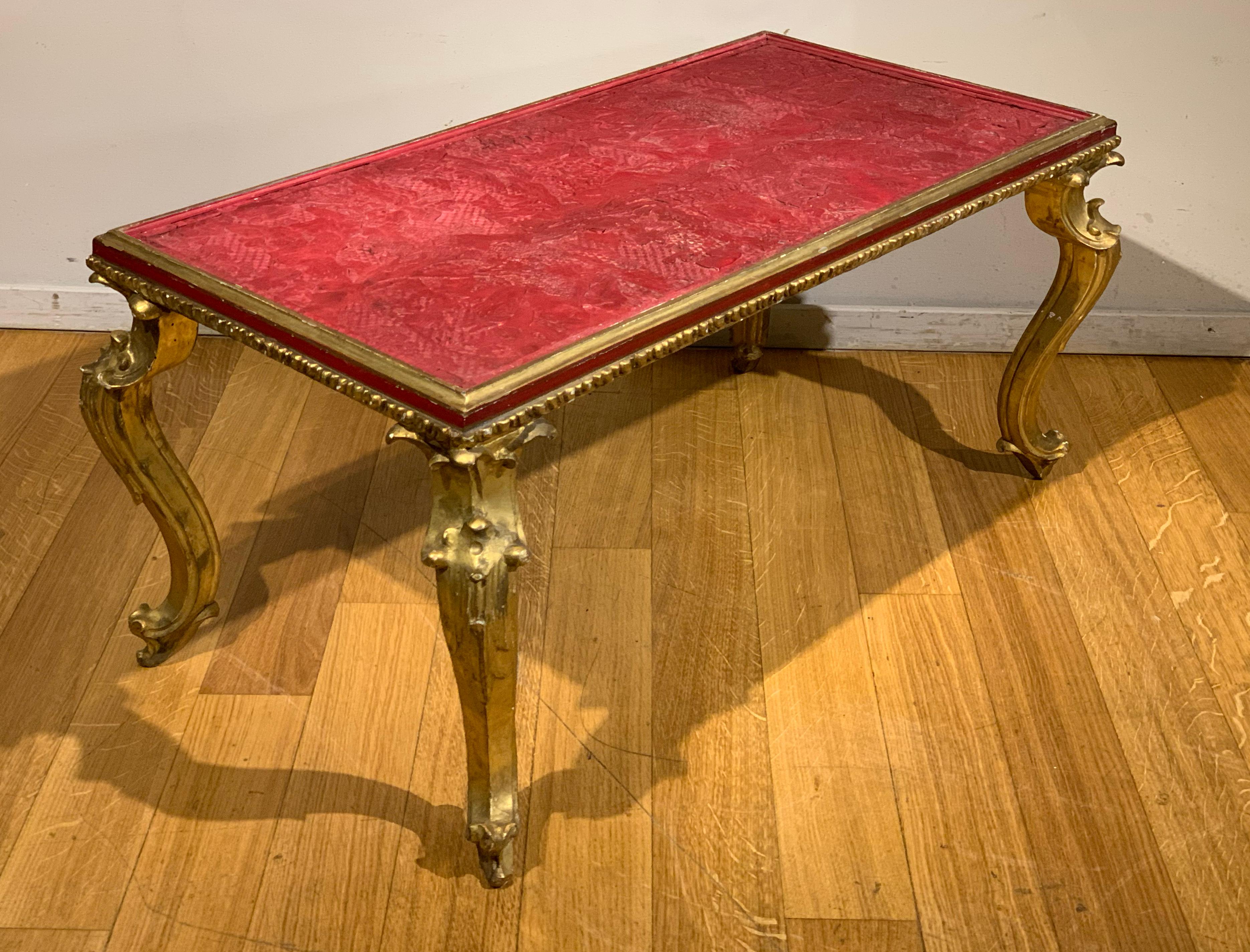 Early 19th Century Small Giltwood Table with Chinese Red Lacquer Top 6