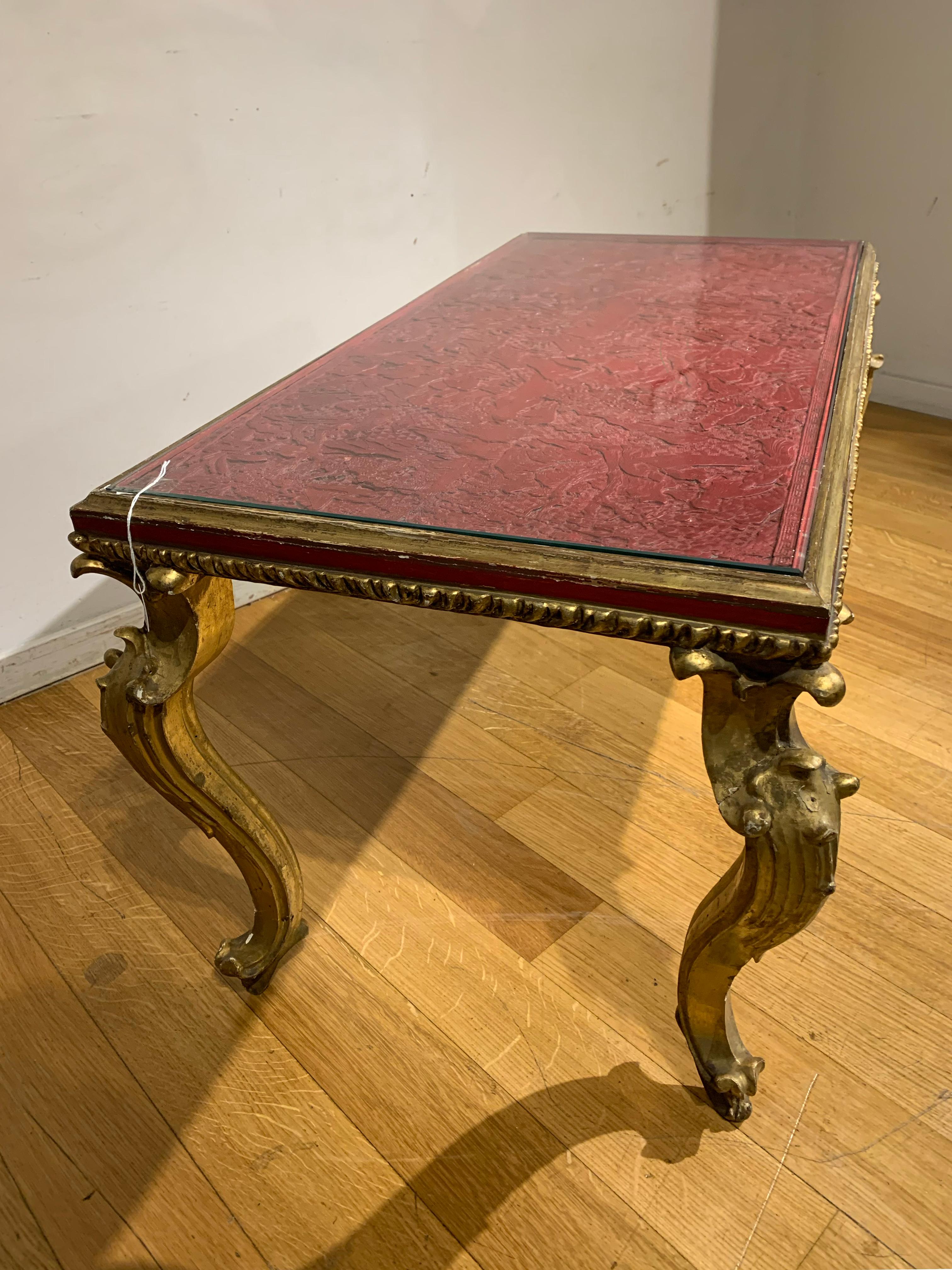 Early 19th Century Small Giltwood Table with Chinese Red Lacquer Top 7