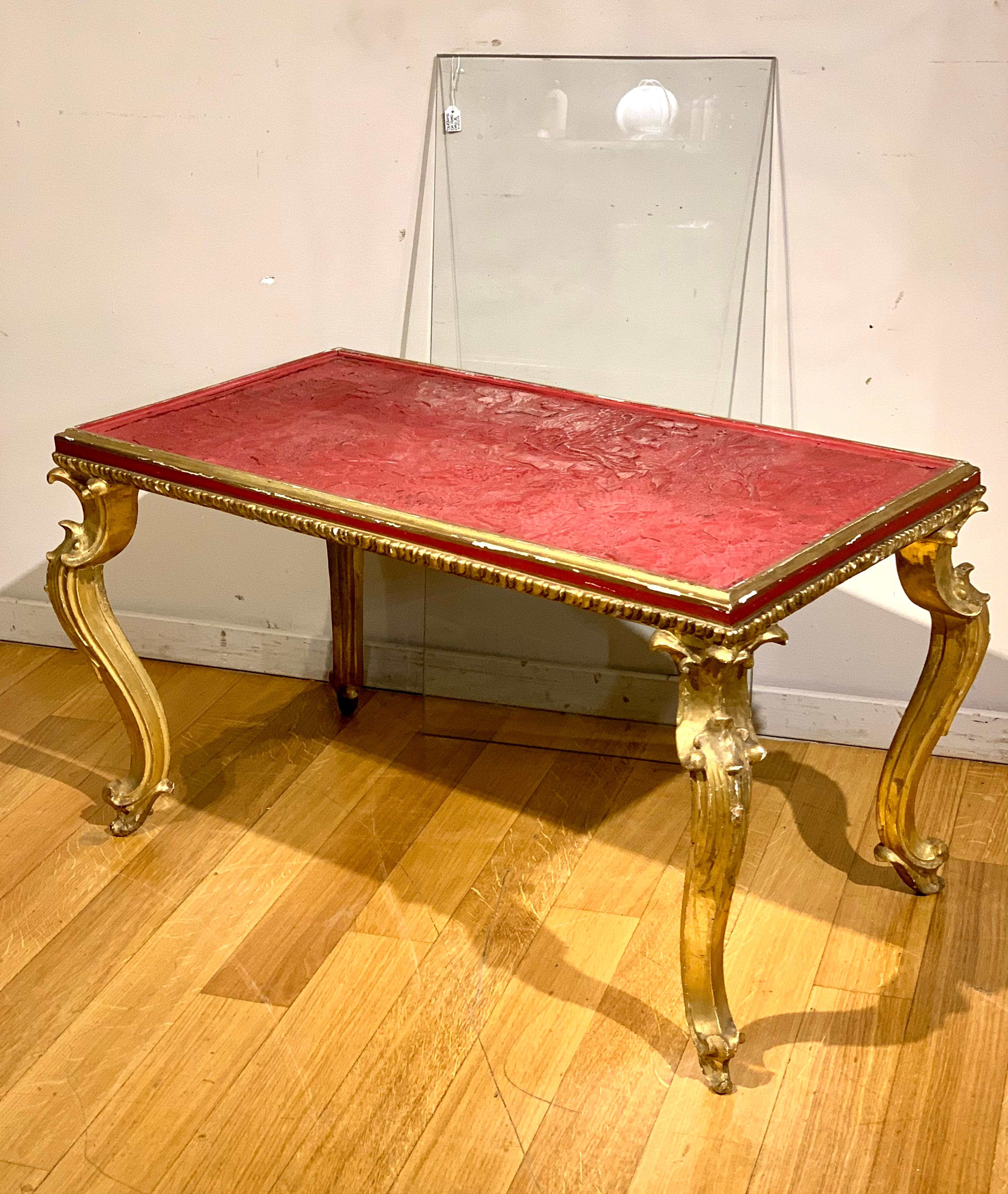 Early 19th Century Small Giltwood Table with Chinese Red Lacquer Top 9