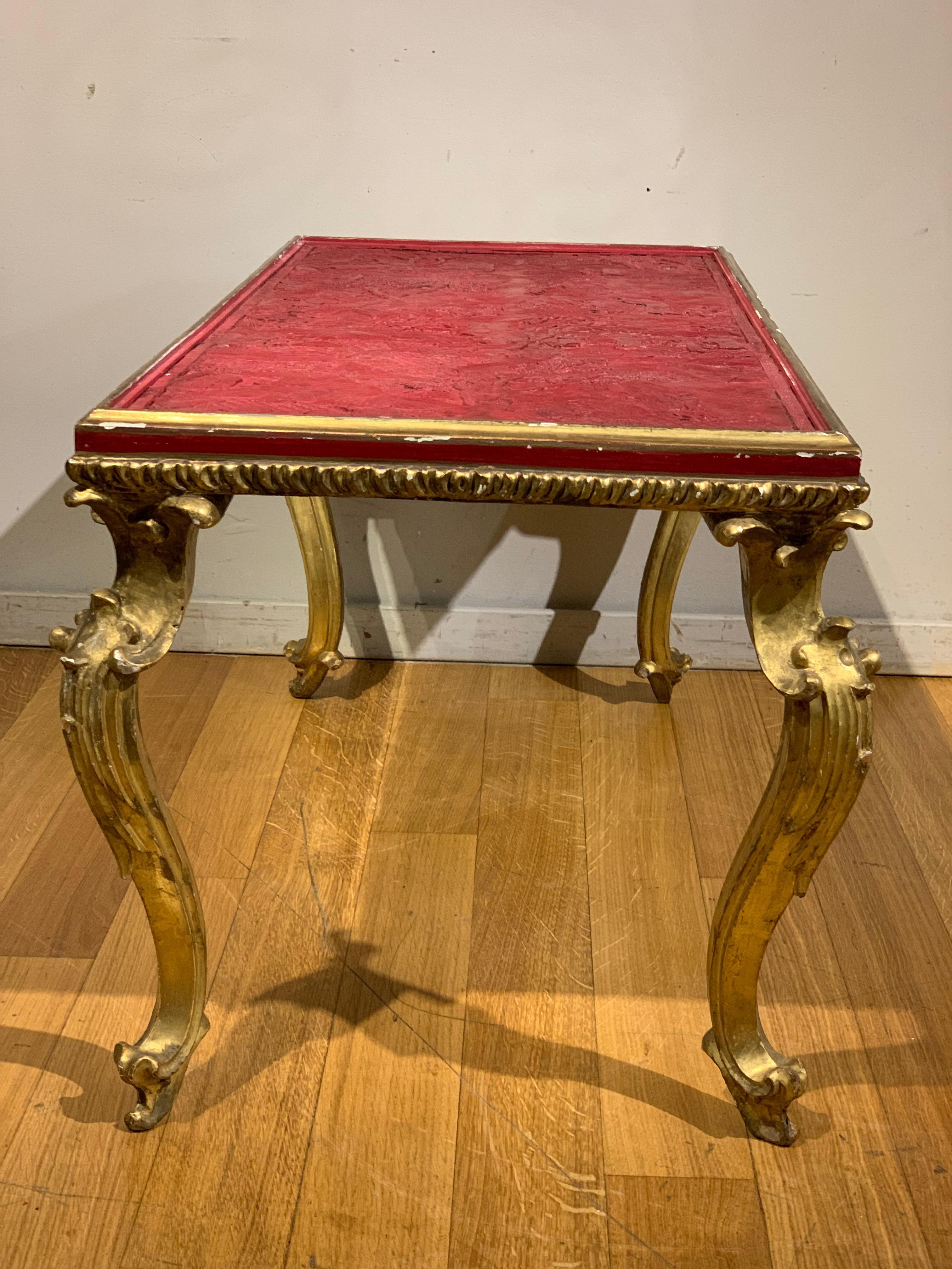Early 19th Century Small Giltwood Table with Chinese Red Lacquer Top 10