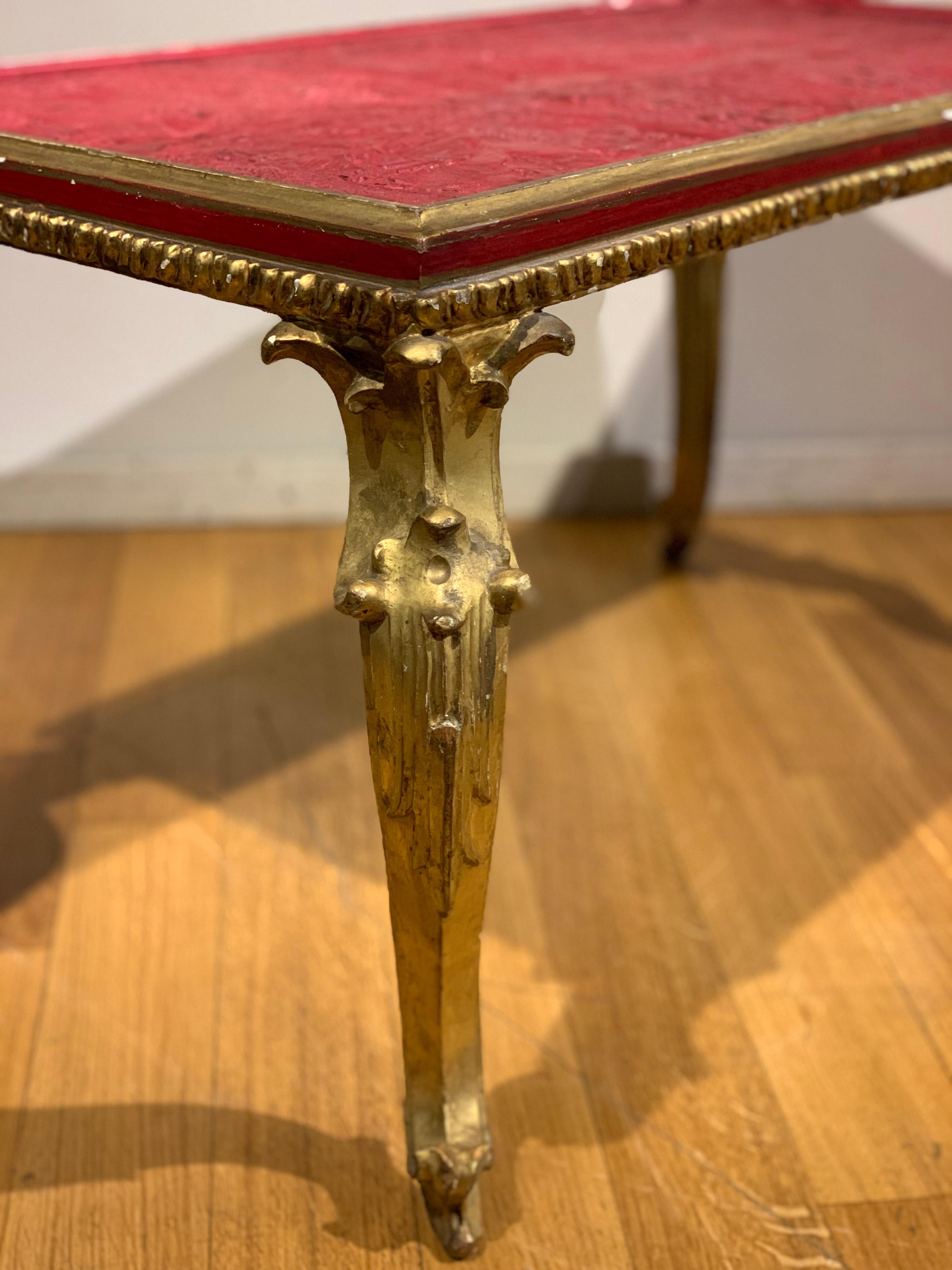Early 19th Century Small Giltwood Table with Chinese Red Lacquer Top 11