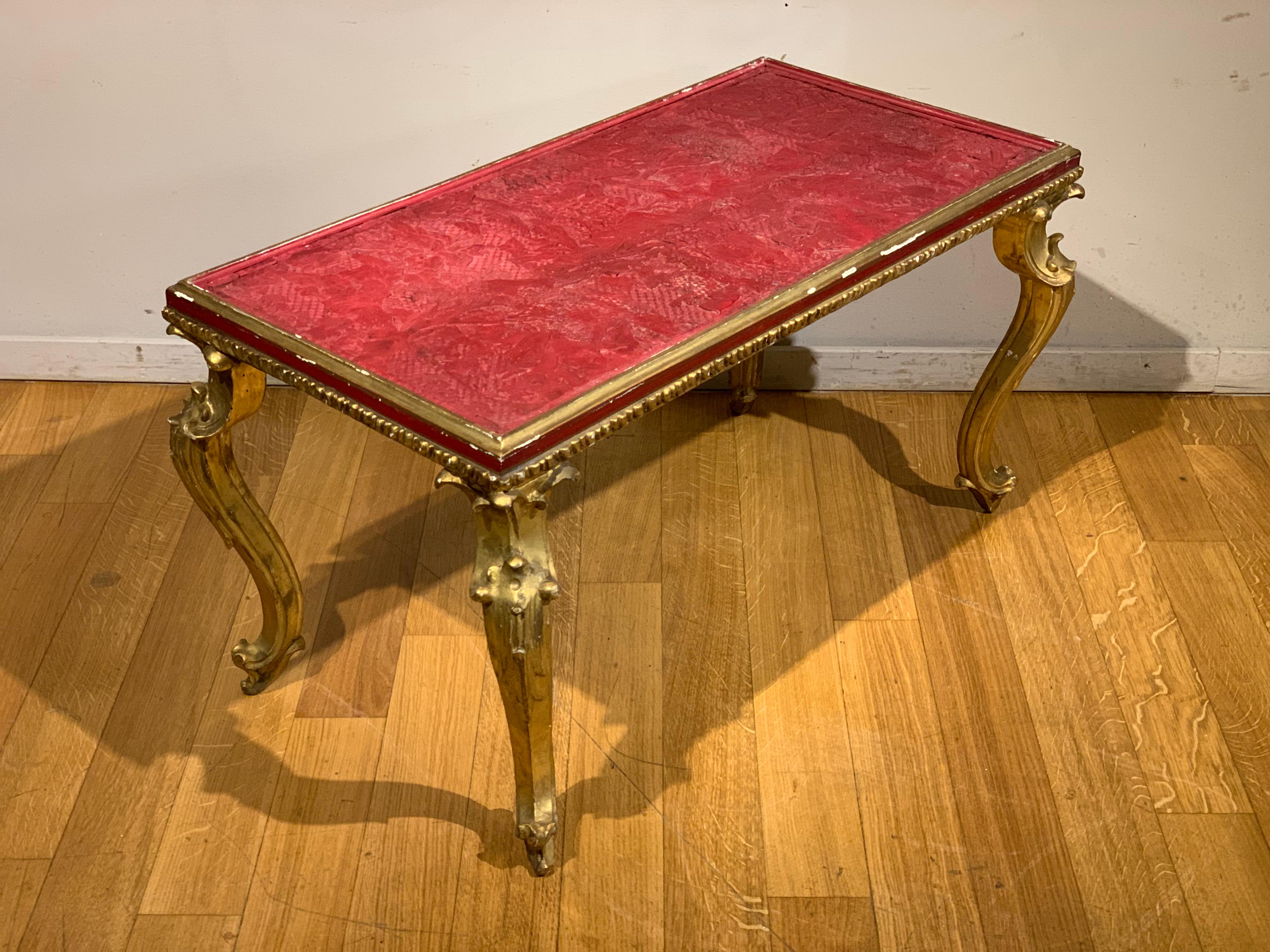 Early 19th Century Small Giltwood Table with Chinese Red Lacquer Top 12