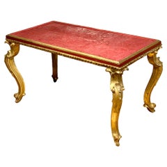 Early 19th Century Small Giltwood Table with Chinese Red Lacquer Top