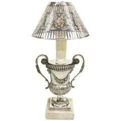 Petite lampe de table belge du 19e siècle en argent, 1814-1831