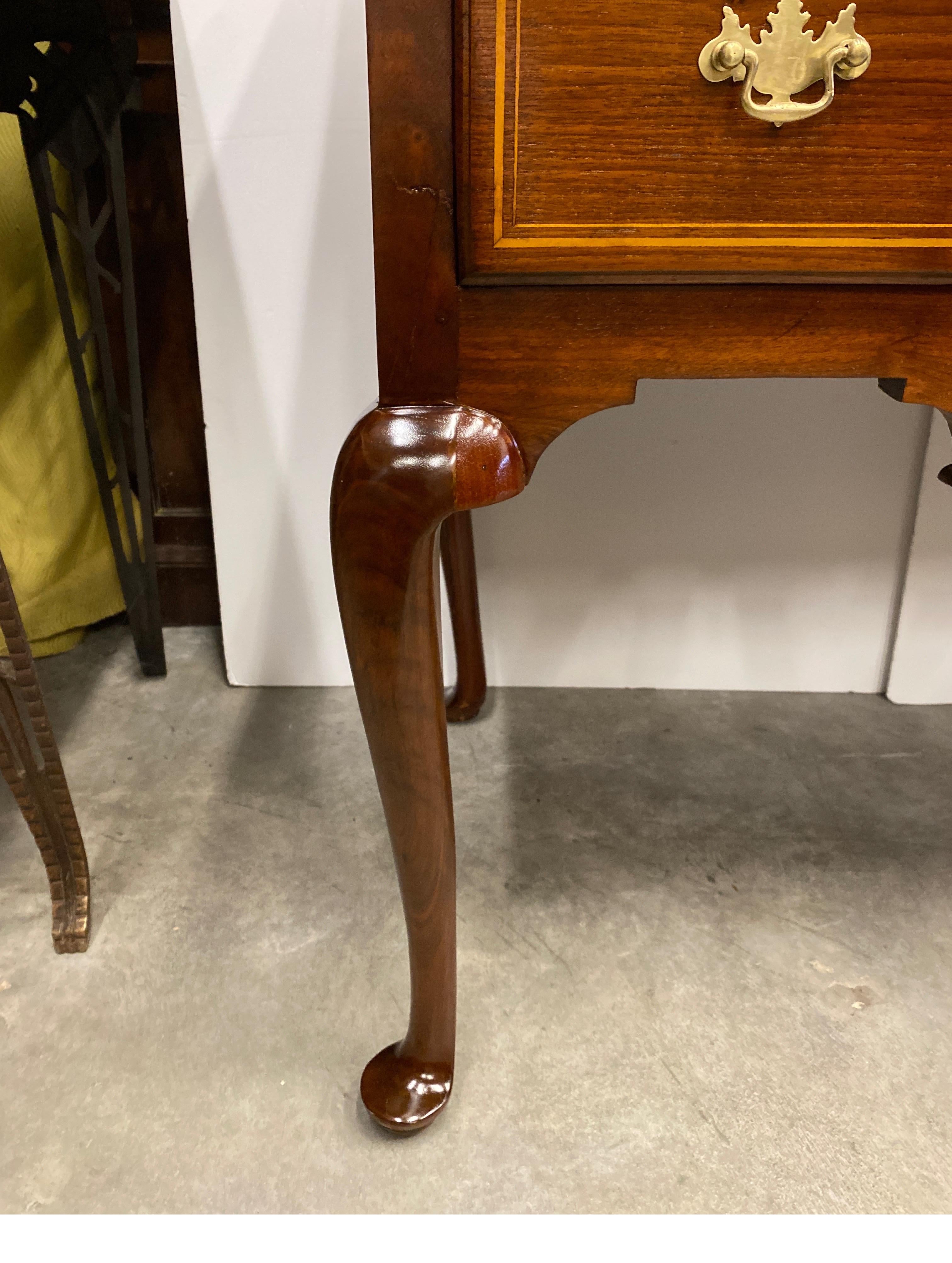 Early 19th Century Solid Cherry Inlaid Lowboy, Circa 1800 In Excellent Condition For Sale In Lambertville, NJ