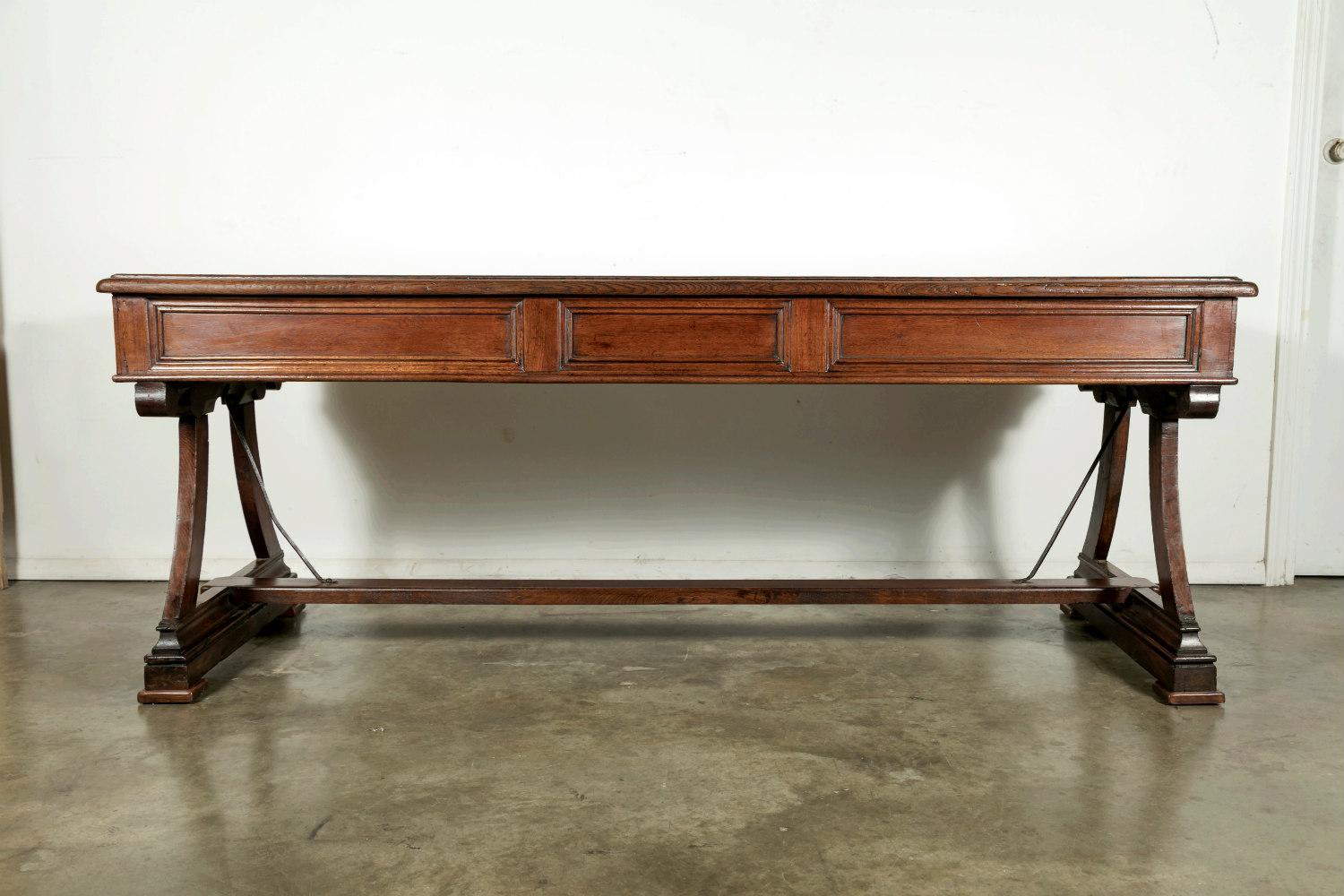 Early 19th Century Solid Oak French Provencal Writing Table or Console 1