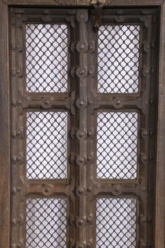 Early 19th Century Solid Teak Wood and Ornamental Iron 2nd Floor Balcony Doors