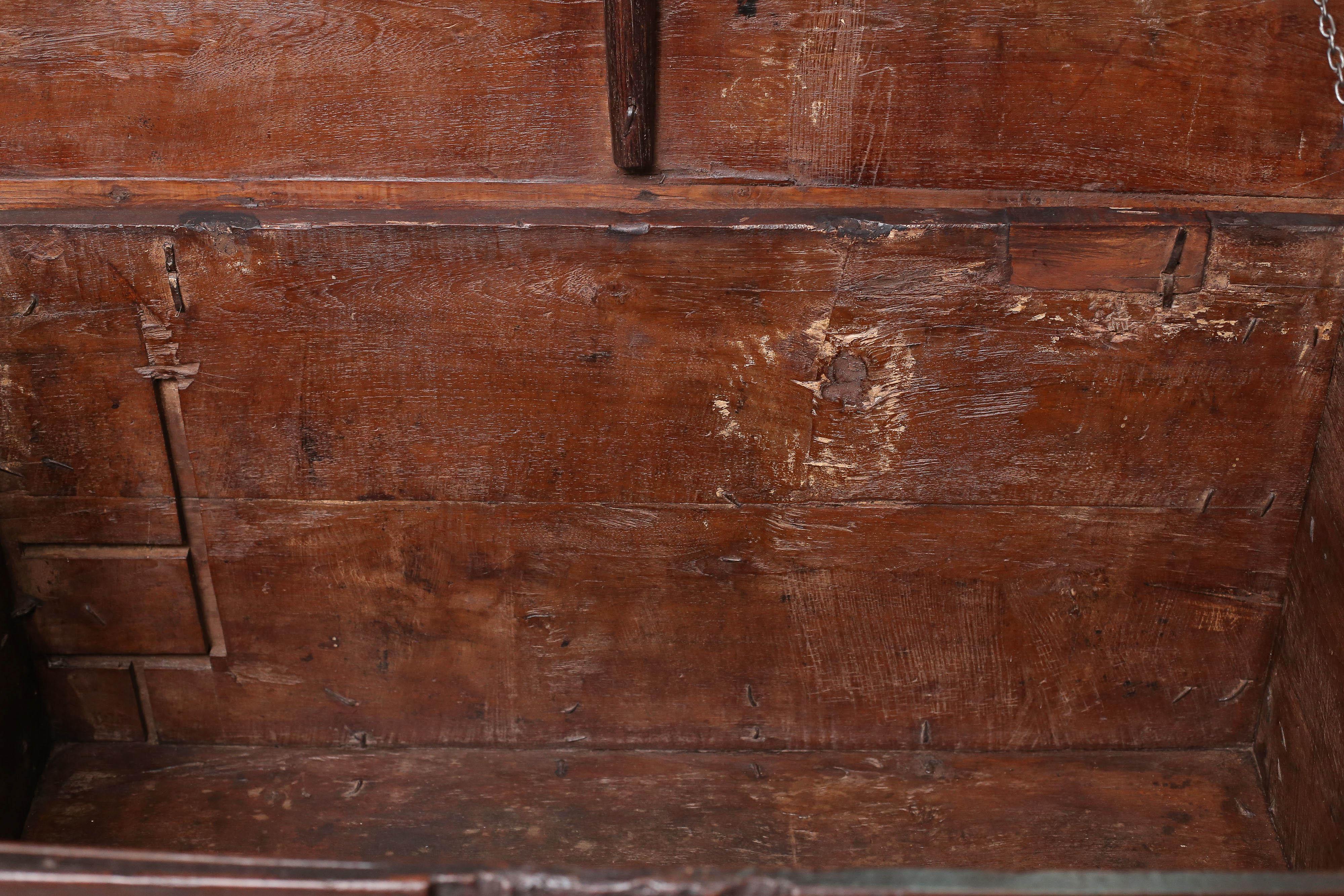 Indian Early 19th Century Solid Teak Wood Dowry Chest from the Holy Town of Varanasi For Sale
