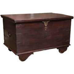 Early 19th Century Solid Teak Wood Dowry Chest from the Holy Town of Varanasi