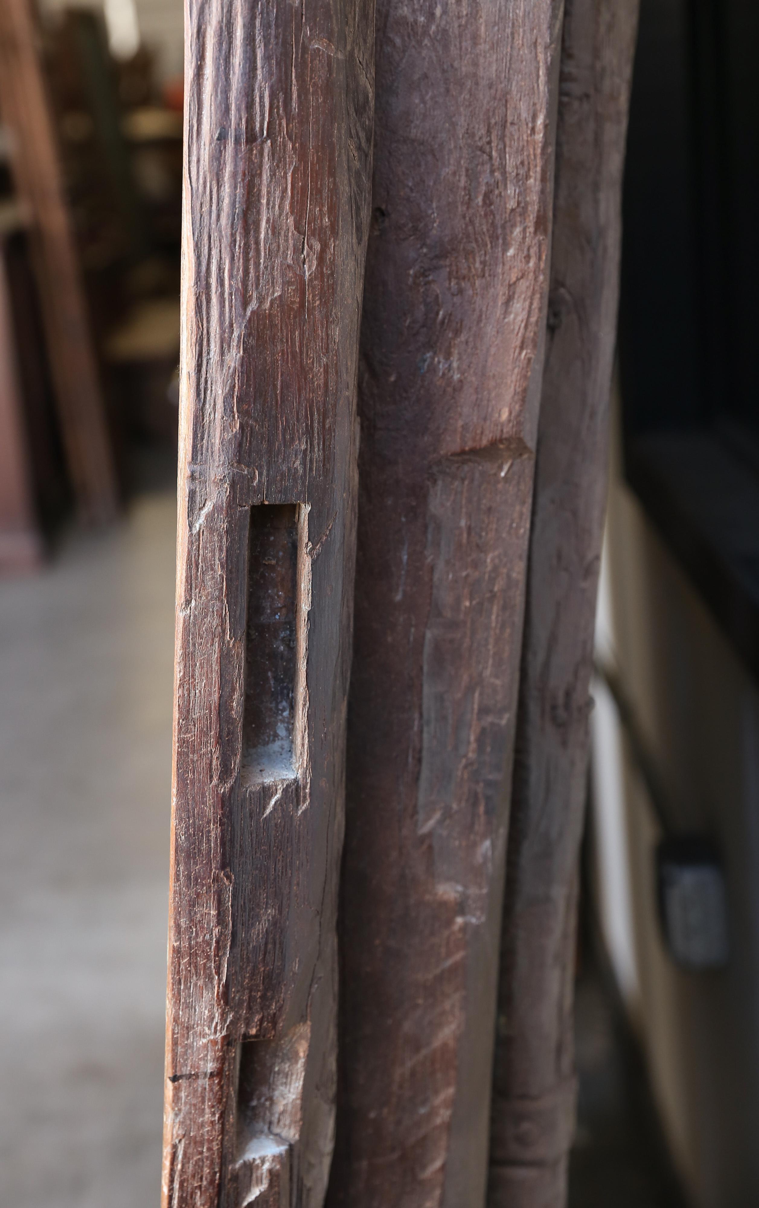 Early 19th Century Solid Teak Wood Highly Carved Entry Doors of a Village Temple For Sale 1