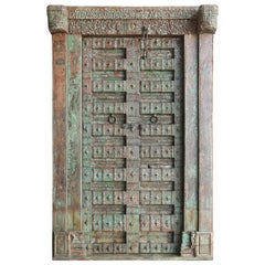 Early 19th Century Solid Teak Wood Highly Carved Entry Doors of a Village Temple