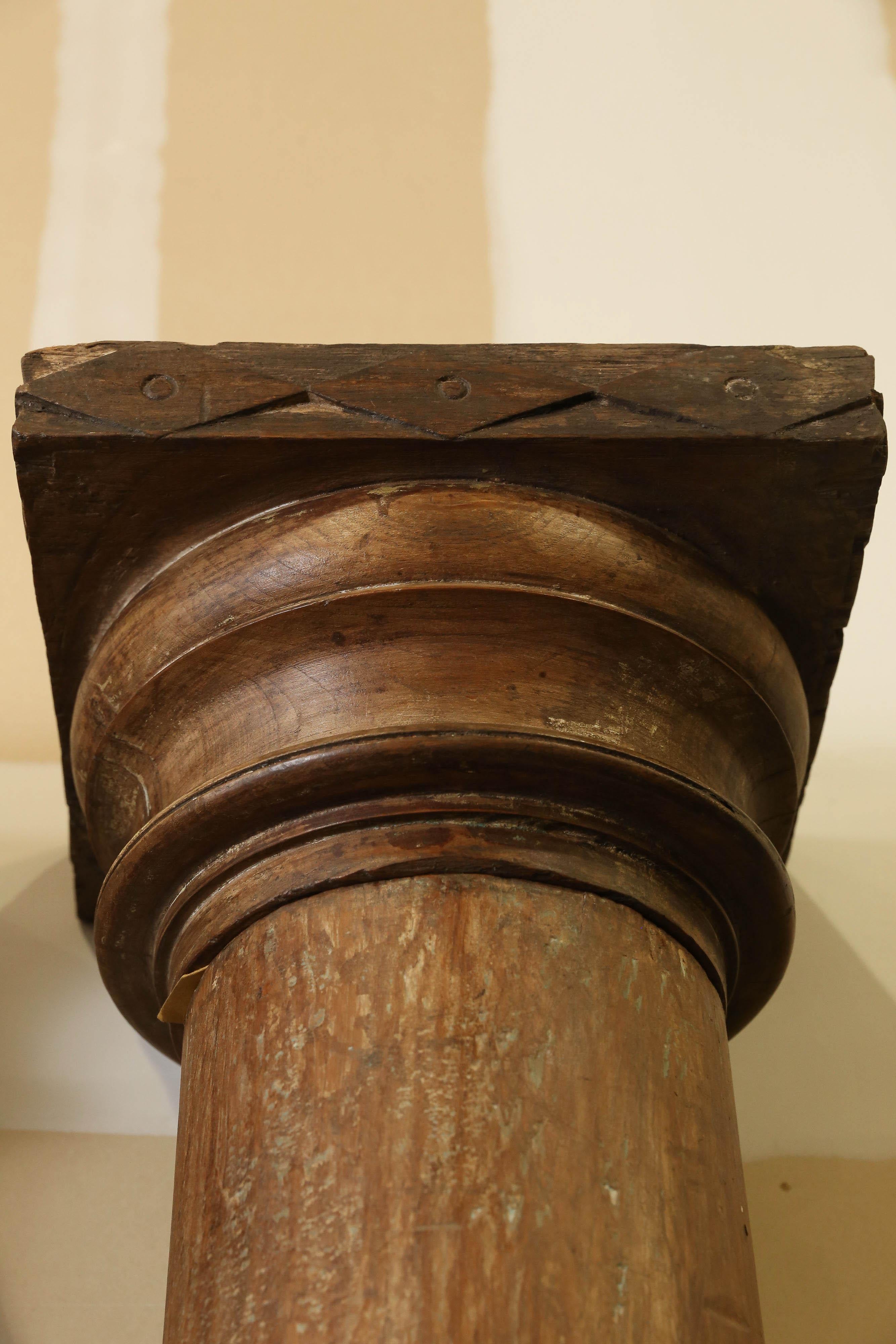 Anglo Raj Early 19th Century Solid Teakwood Load Bearing Columns from a Grand Farm House