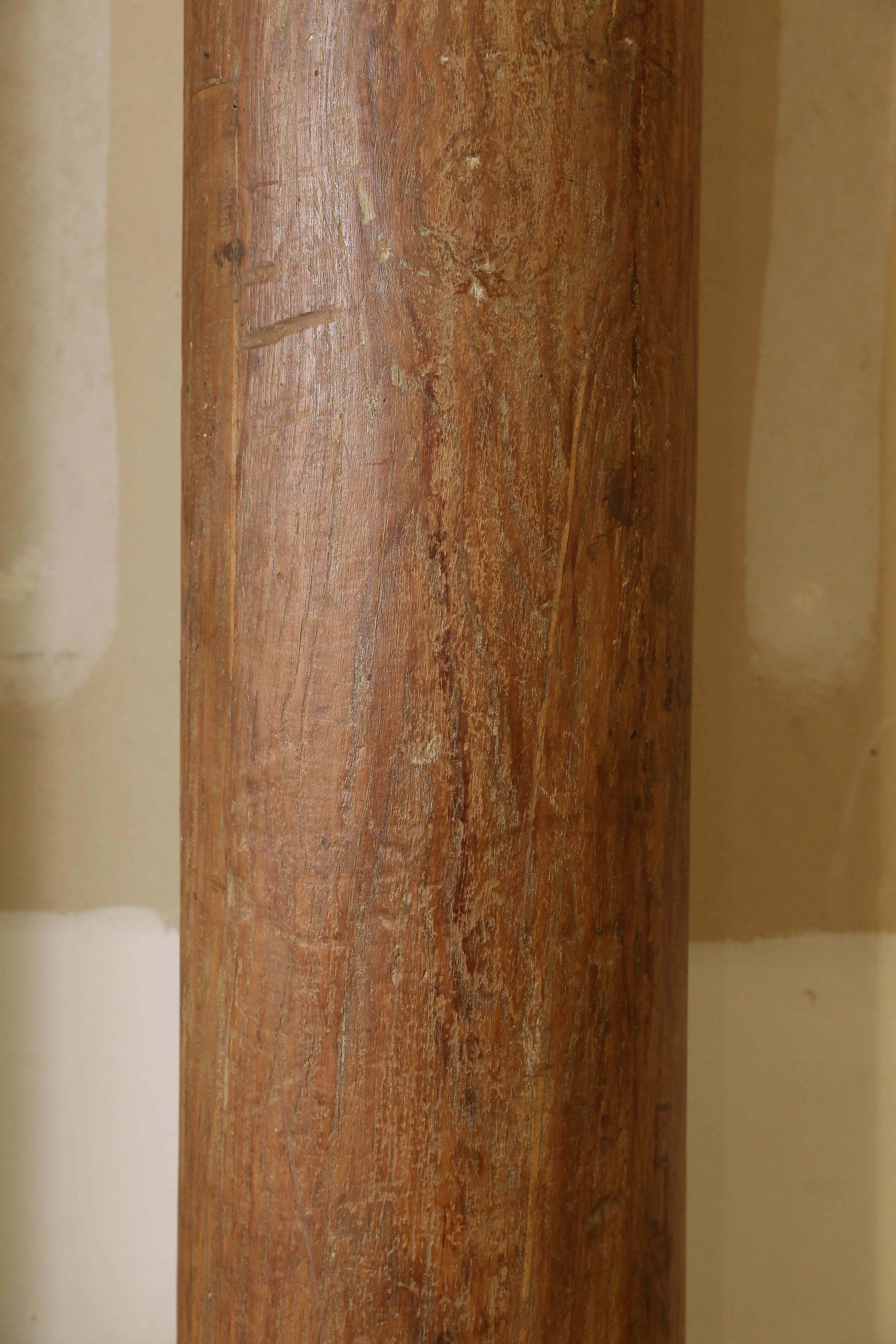 Indian Early 19th Century Solid Teakwood Load Bearing Columns from a Grand Farm House