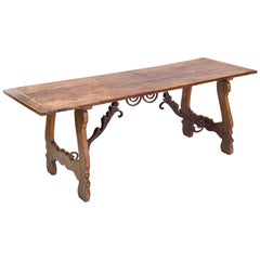 Antique Early 19th Century Spanish Baroque-Style Elm Dining Table