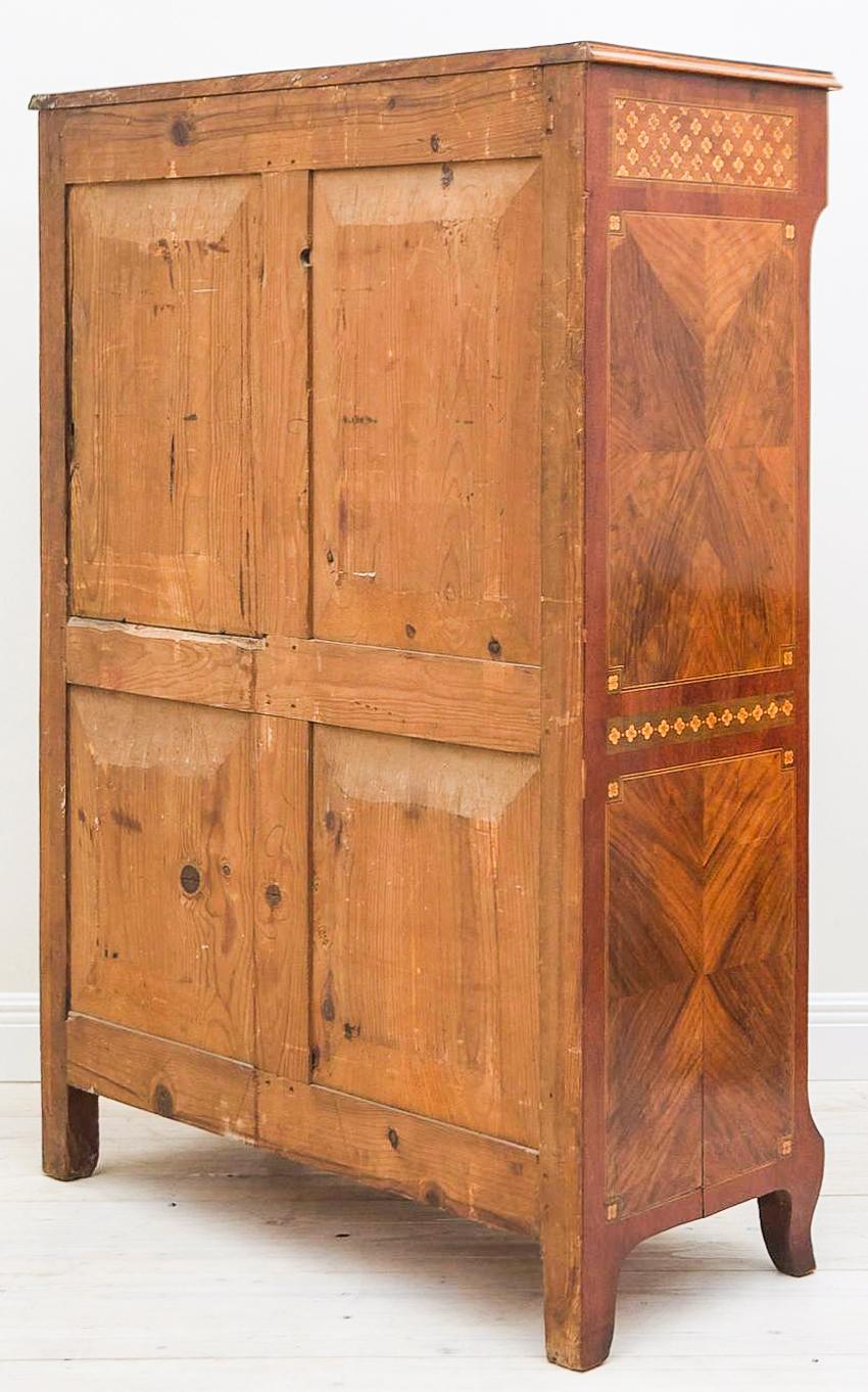 Hardwood 19th C. Drop Front Desk, Secretary Abattant, with Multiple Wood Marquetry Inlay For Sale