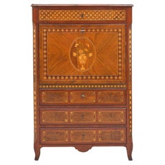 Early 19th Century Spanish Carlos IV Style Drop Front Desk with Marquetry Inlay