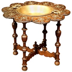 Early 19th Century Spanish Carved Walnut Brasero Table with Removable Brass Top