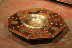Early 19th Century Spanish Carved Walnut "Brasero" with Repousse Brass Tray Top