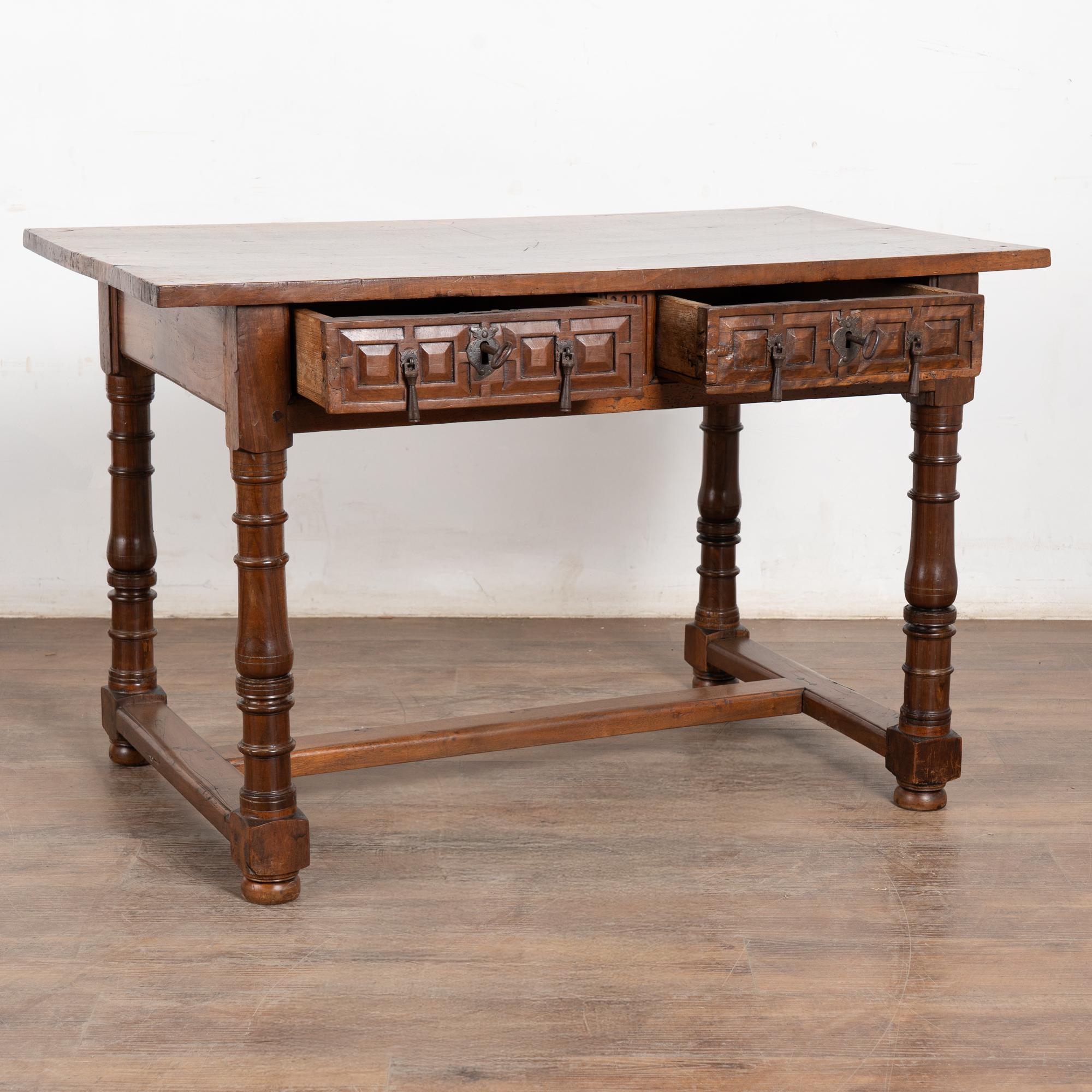 Spanish Colonial Early 19th Century Spanish Chestnut Console Table For Sale