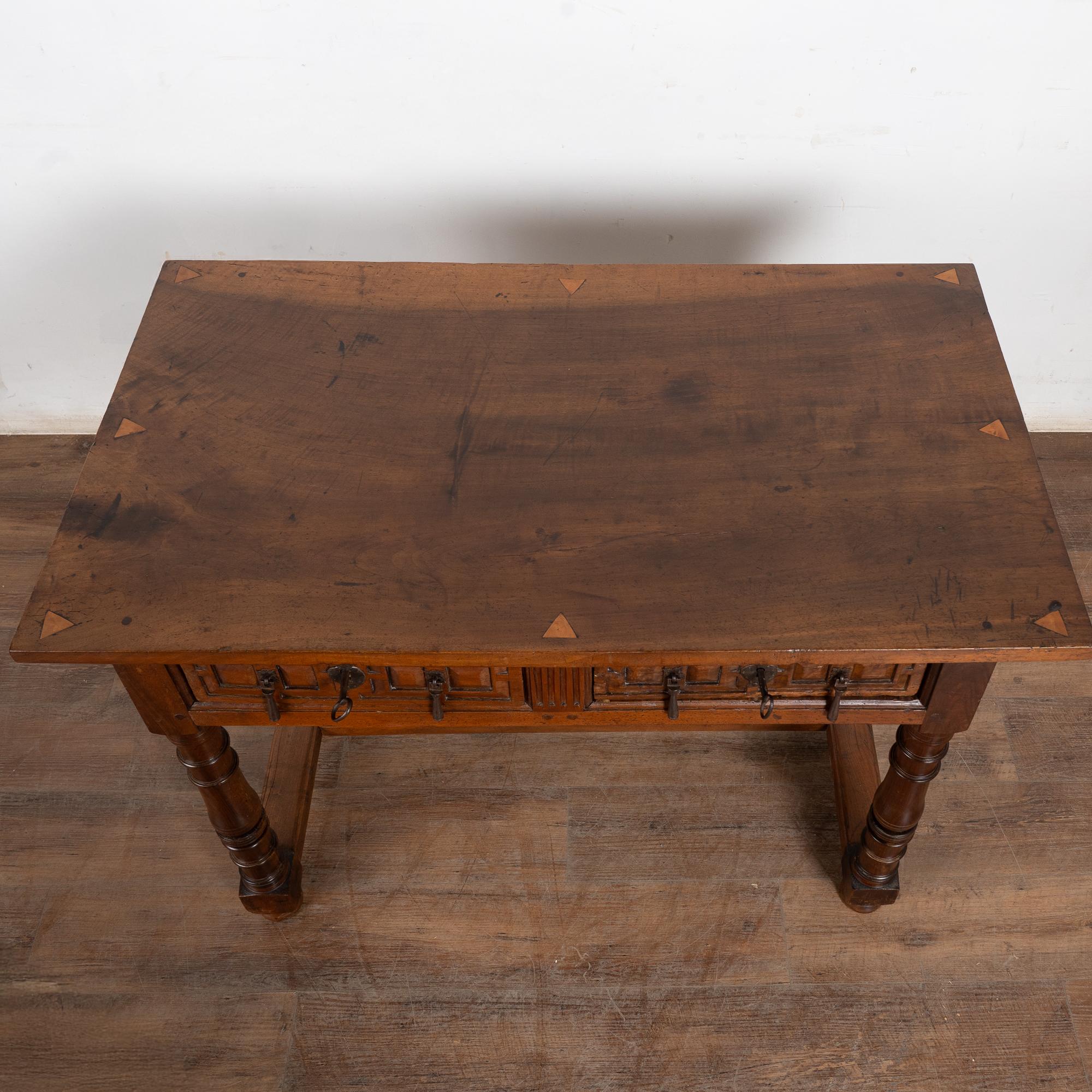 Early 19th Century Spanish Chestnut Console Table In Fair Condition For Sale In Round Top, TX