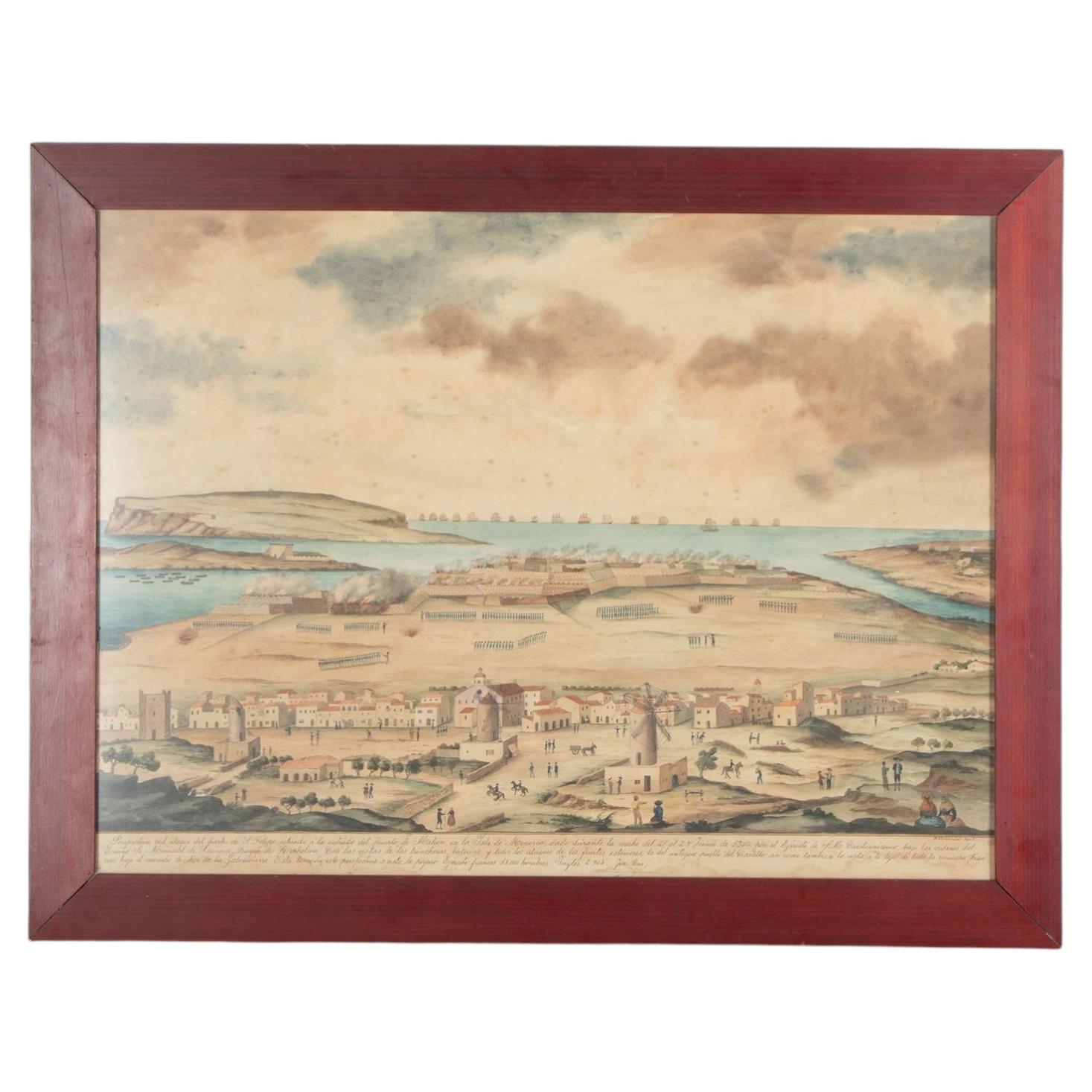 Early 19th Century Spanish Painting of Menorca by Alexander