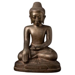 Sondere antike burmesische Buddha-Statue aus Bronze aus Burma aus dem frühen 19. Jahrhundert